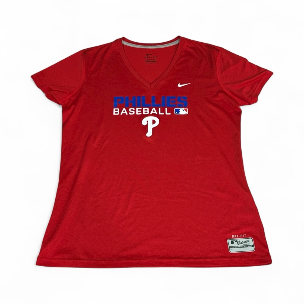 Nike Women’s Red Phillies Baseball Dry Fit Performance, T-Shirt, Large